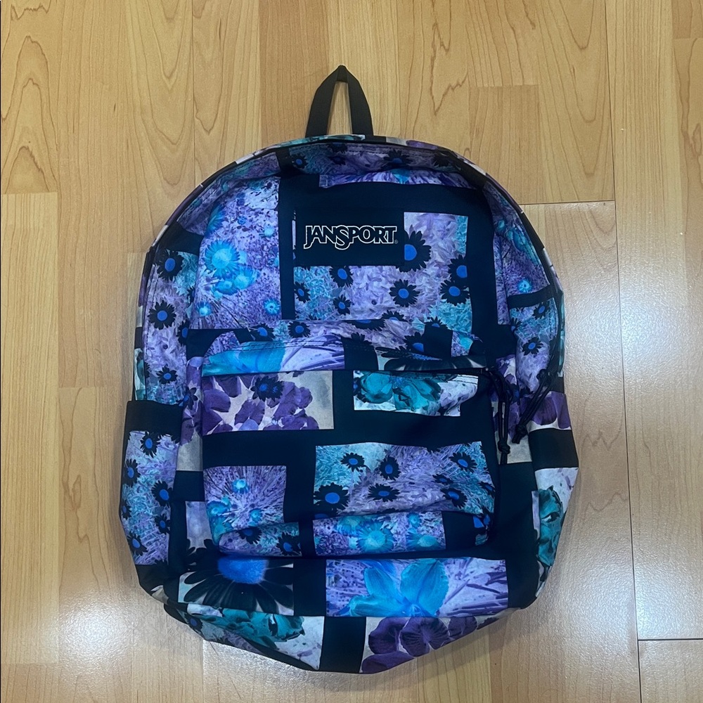 Jansport Floral Patchwork Backpack - Purple, Teal & Black